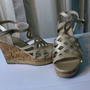 Gold shimmer size 7 1/2 wedges excellent condition never worn